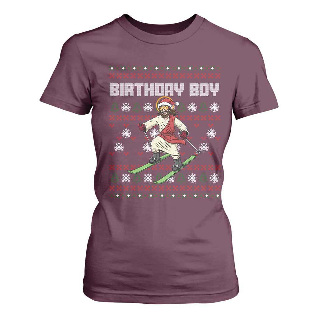 Jesus Christmas Meme T Shirt For Women Snowboard Birthday Boy Ugly Xmas TS14 Maroon Print Your Wear