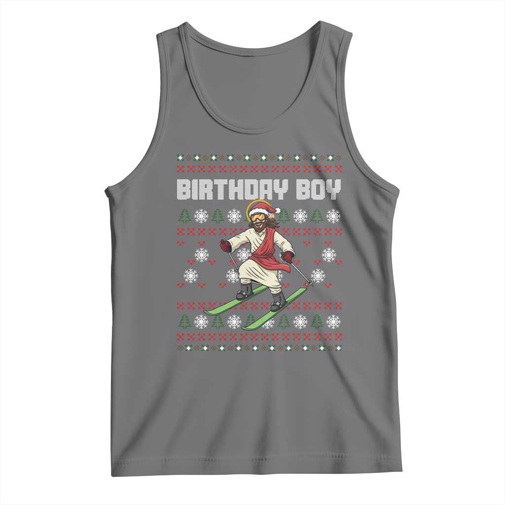 Jesus Christmas Meme Tank Top Snowboard Birthday Boy Ugly Xmas TS14 Black Heather Print Your Wear