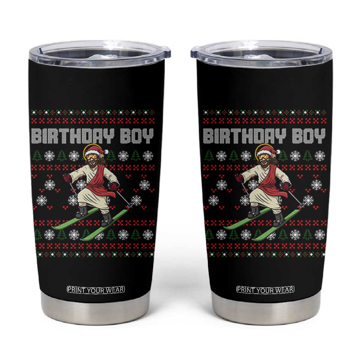 Jesus Christmas Meme Tumbler Cup Snowboard Birthday Boy Ugly Xmas TS14 Black Print Your Wear