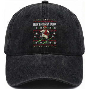 Jesus Christmas Meme Washed Cotton Baseball Cap Snowboard Birthday Boy Ugly Xmas TS14 Washed Cap Universal Fit Black Print Your Wear