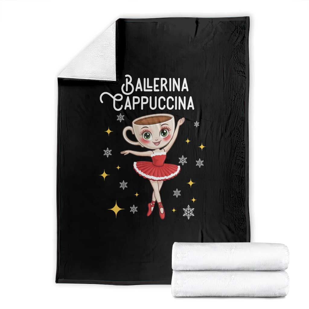 Ballerina Cappuccina Christmas Throw Blanket Italian Brainrot Meme TS14 Black Print Your Wear