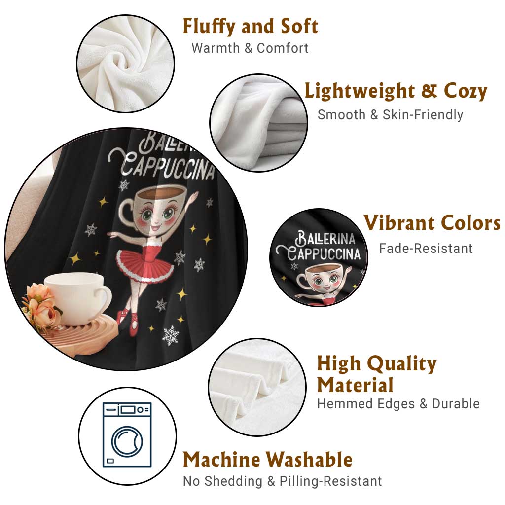 Ballerina Cappuccina Christmas Throw Blanket Italian Brainrot Meme TS14 Print Your Wear