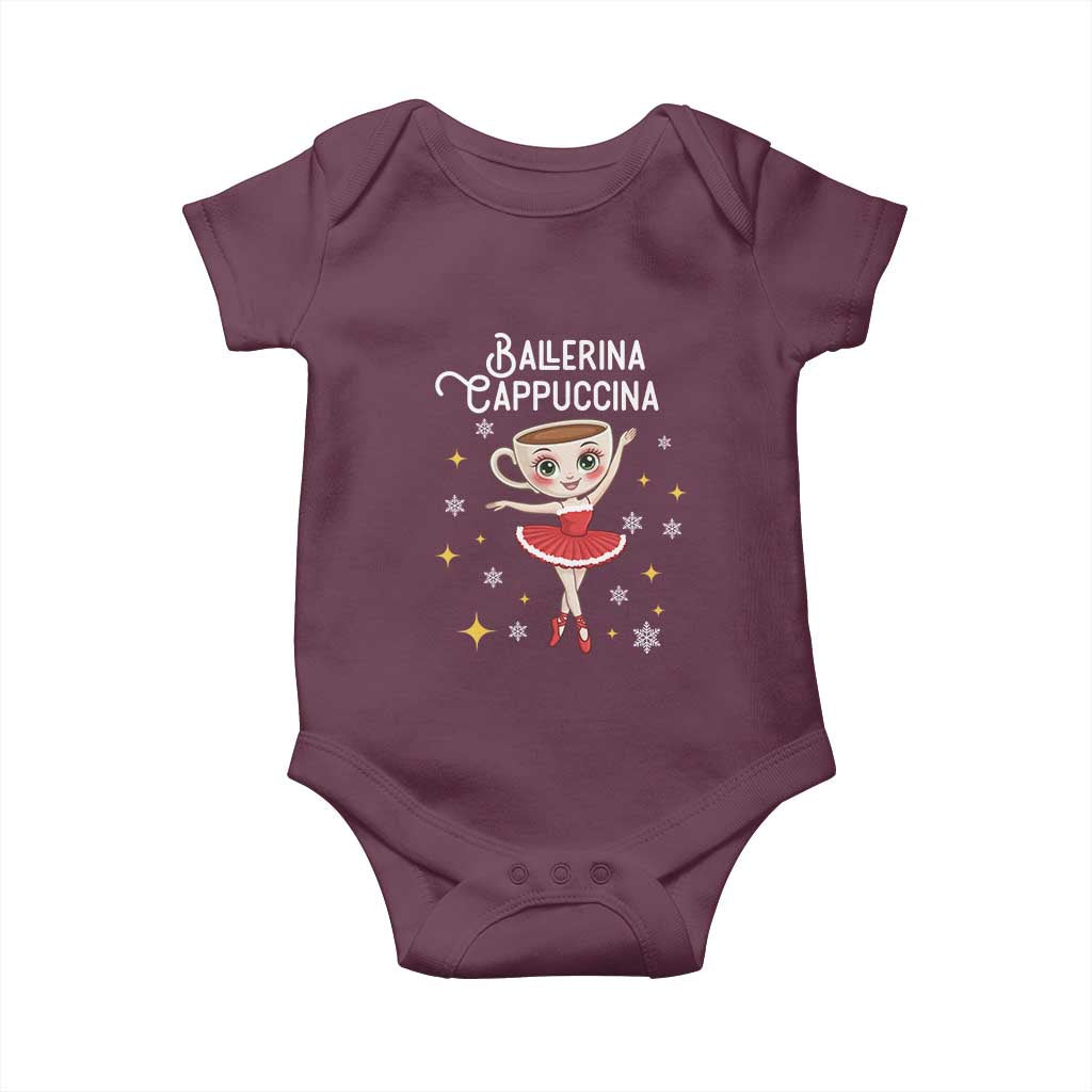 Ballerina Cappuccina Christmas Baby Onesie Italian Brainrot Meme TS14 Maroon Print Your Wear