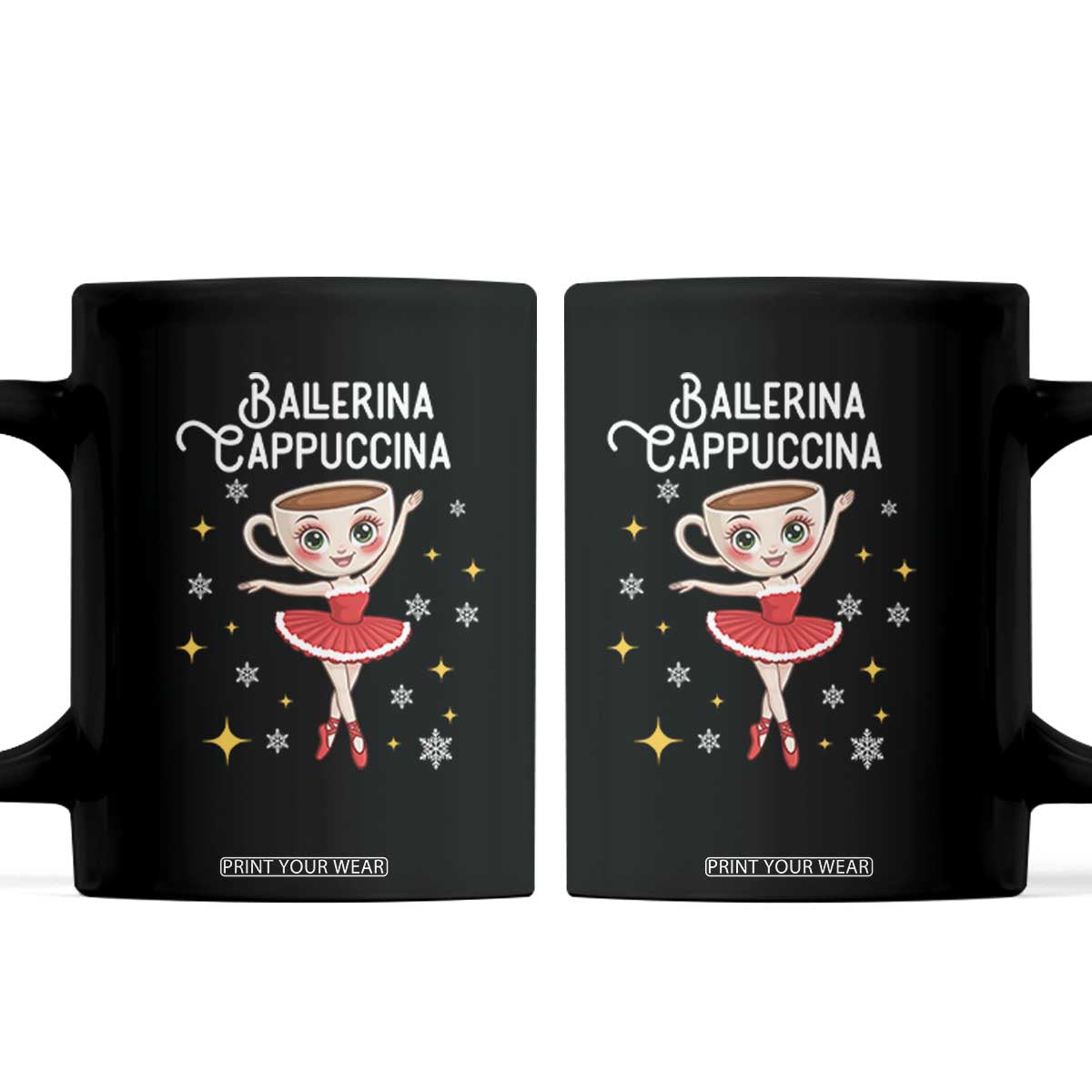 Ballerina Cappuccina Christmas Coffee Mug Italian Brainrot Meme TS14 Black Print Your Wear