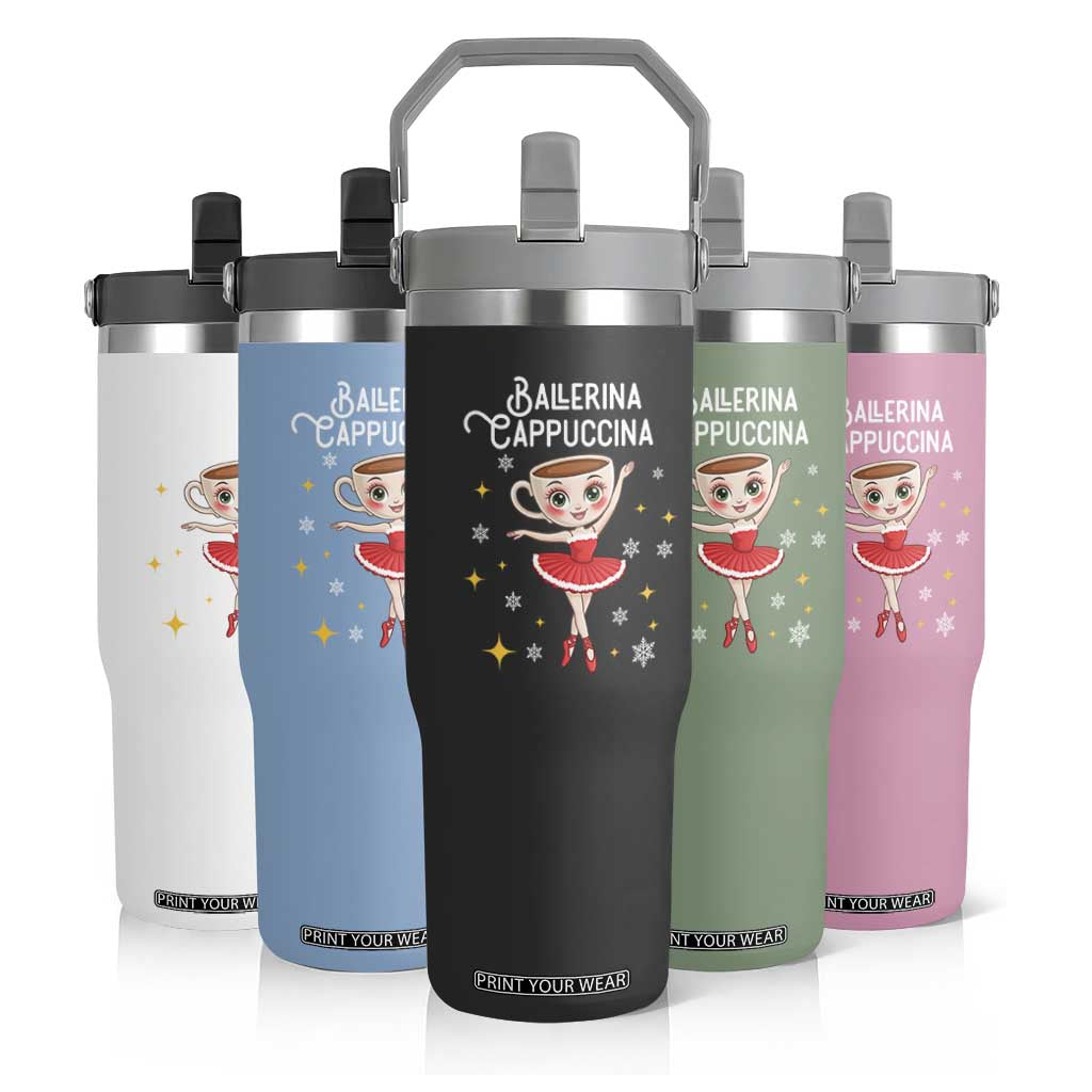 Ballerina Cappuccina Christmas Flip Straw Tumbler Italian Brainrot Meme TS14 Print Your Wear