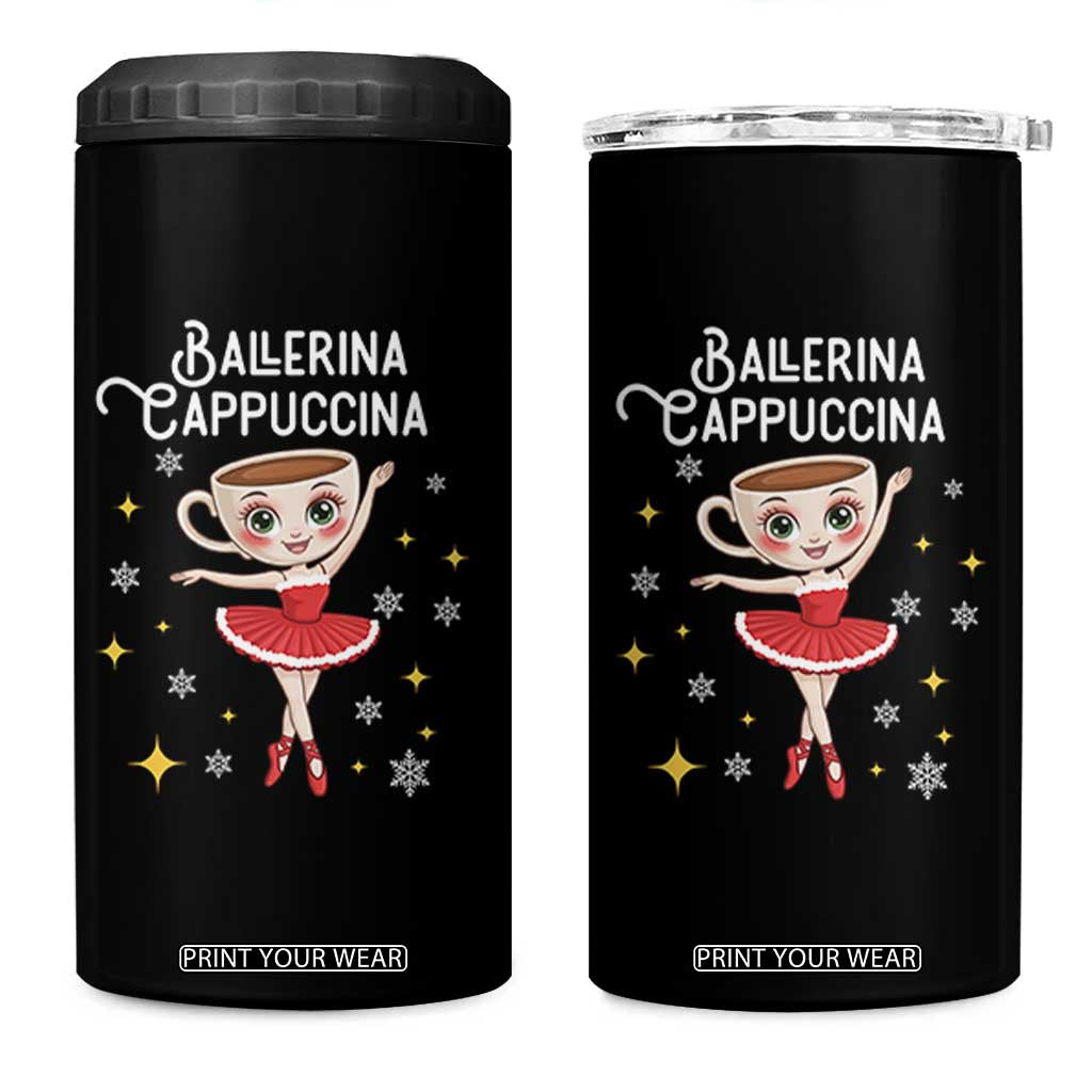Ballerina Cappuccina Christmas 4 in 1 Can Cooler Tumbler Italian Brainrot Meme TS14 One Size: 16 oz Black Print Your Wear