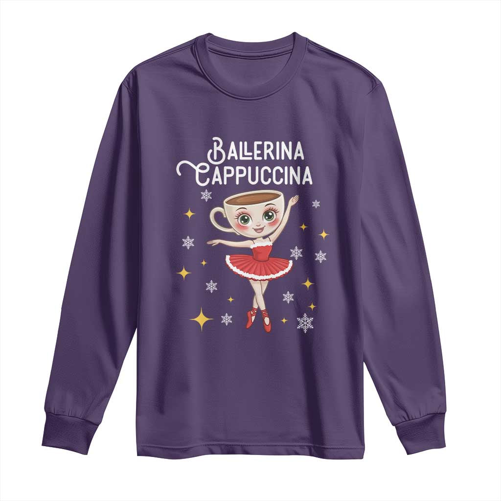 Ballerina Cappuccina Christmas Long Sleeve Shirt Italian Brainrot Meme TS14 Purple Print Your Wear