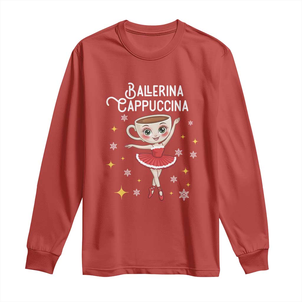 Ballerina Cappuccina Christmas Long Sleeve Shirt Italian Brainrot Meme TS14 Red Print Your Wear
