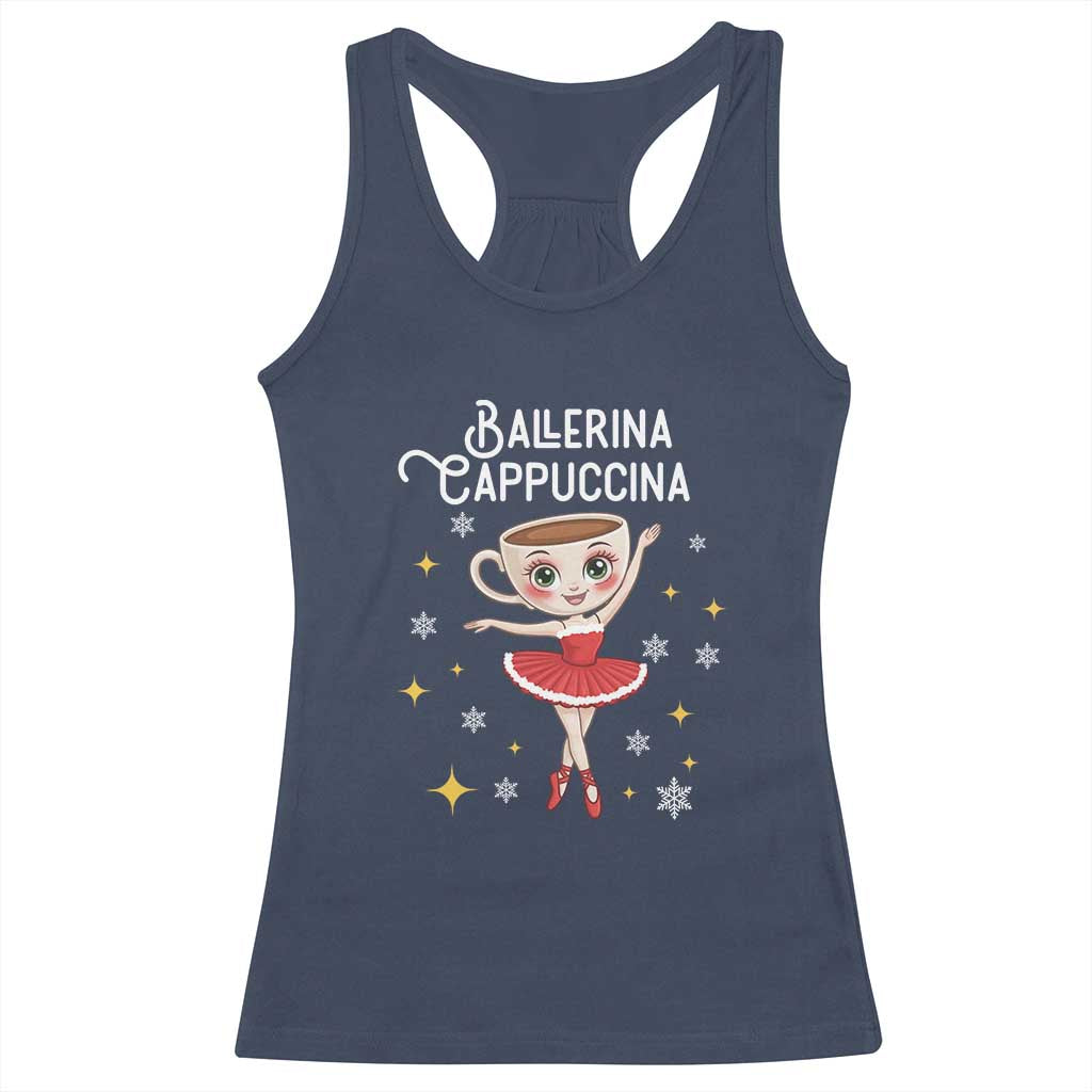 Ballerina Cappuccina Christmas Racerback Tank Top Italian Brainrot Meme TS14 Navy Print Your Wear