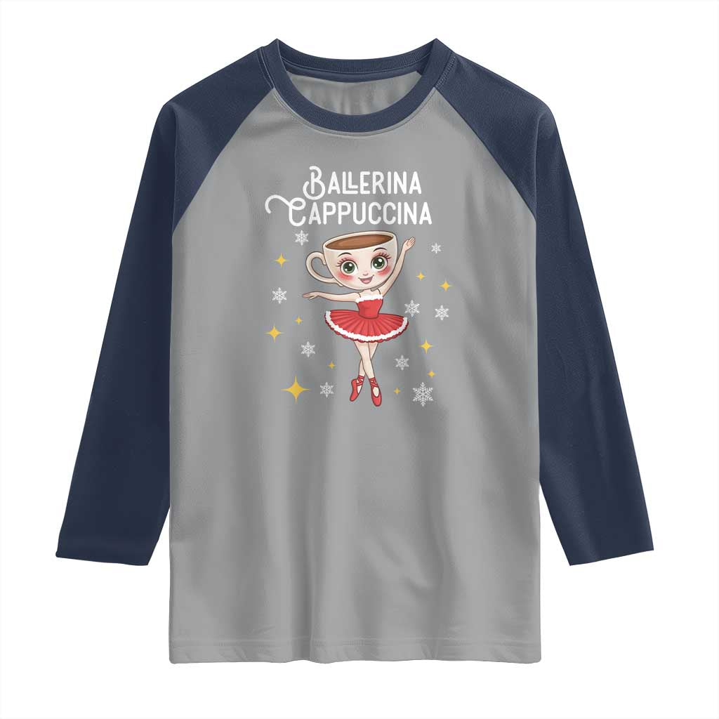 Ballerina Cappuccina Christmas Raglan Shirt Italian Brainrot Meme TS14 Sport Gray Navy Print Your Wear