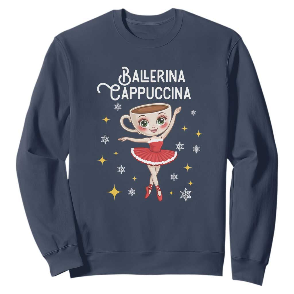 Ballerina Cappuccina Christmas Sweatshirt Italian Brainrot Meme TS14 Navy Print Your Wear