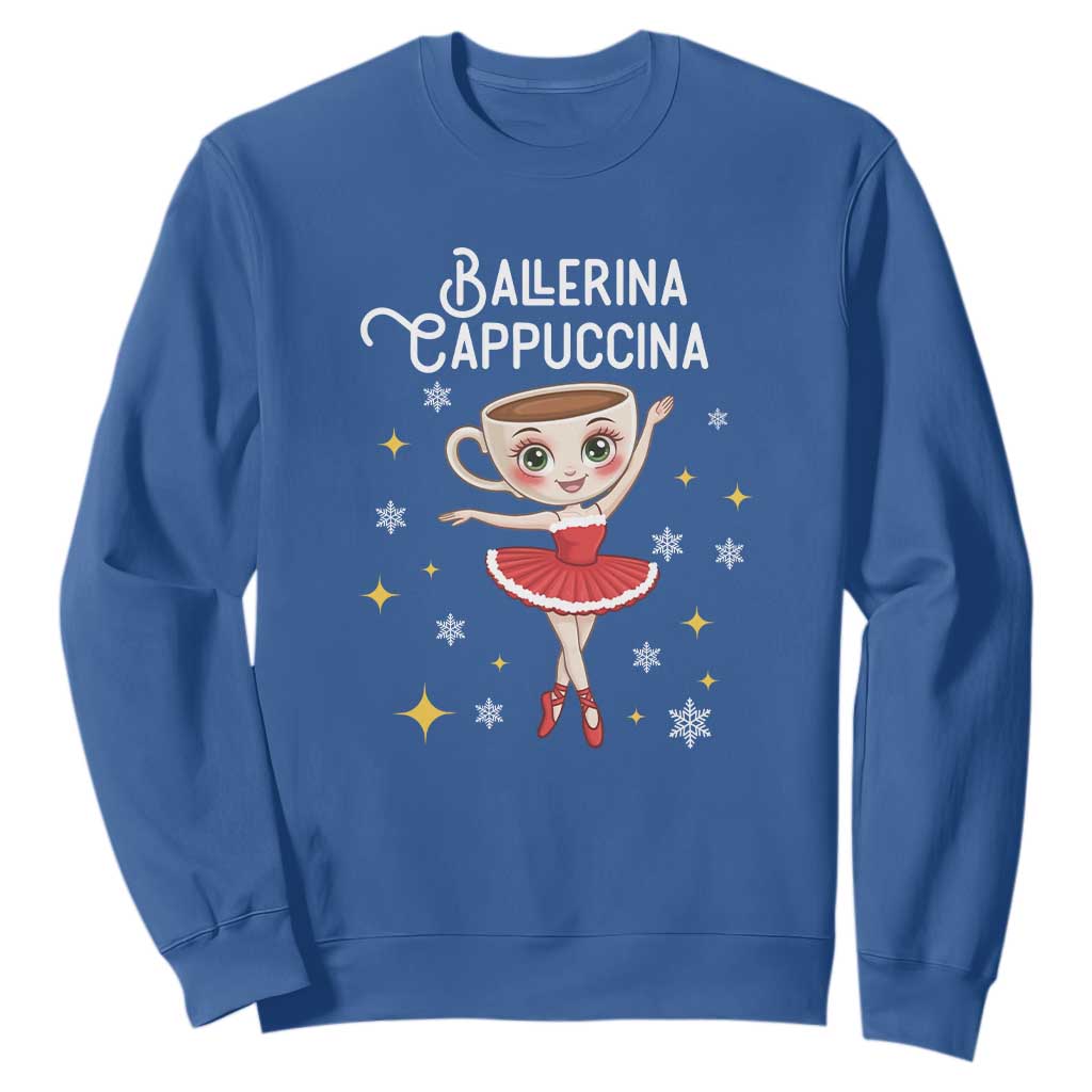 Ballerina Cappuccina Christmas Sweatshirt Italian Brainrot Meme TS14 Royal Blue Print Your Wear