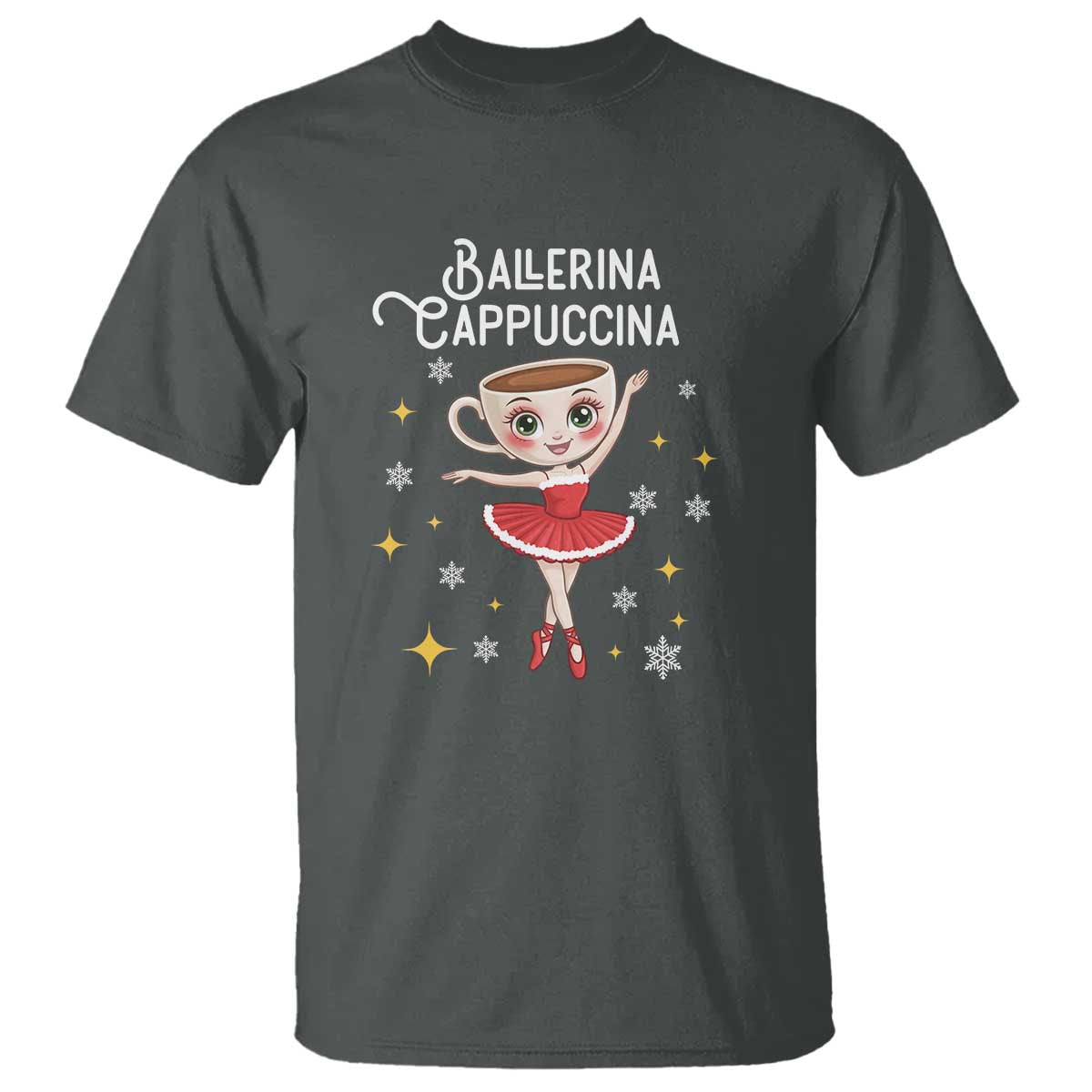 Ballerina Cappuccina Christmas T Shirt Italian Brainrot Meme TS14 Dark Heather Print Your Wear