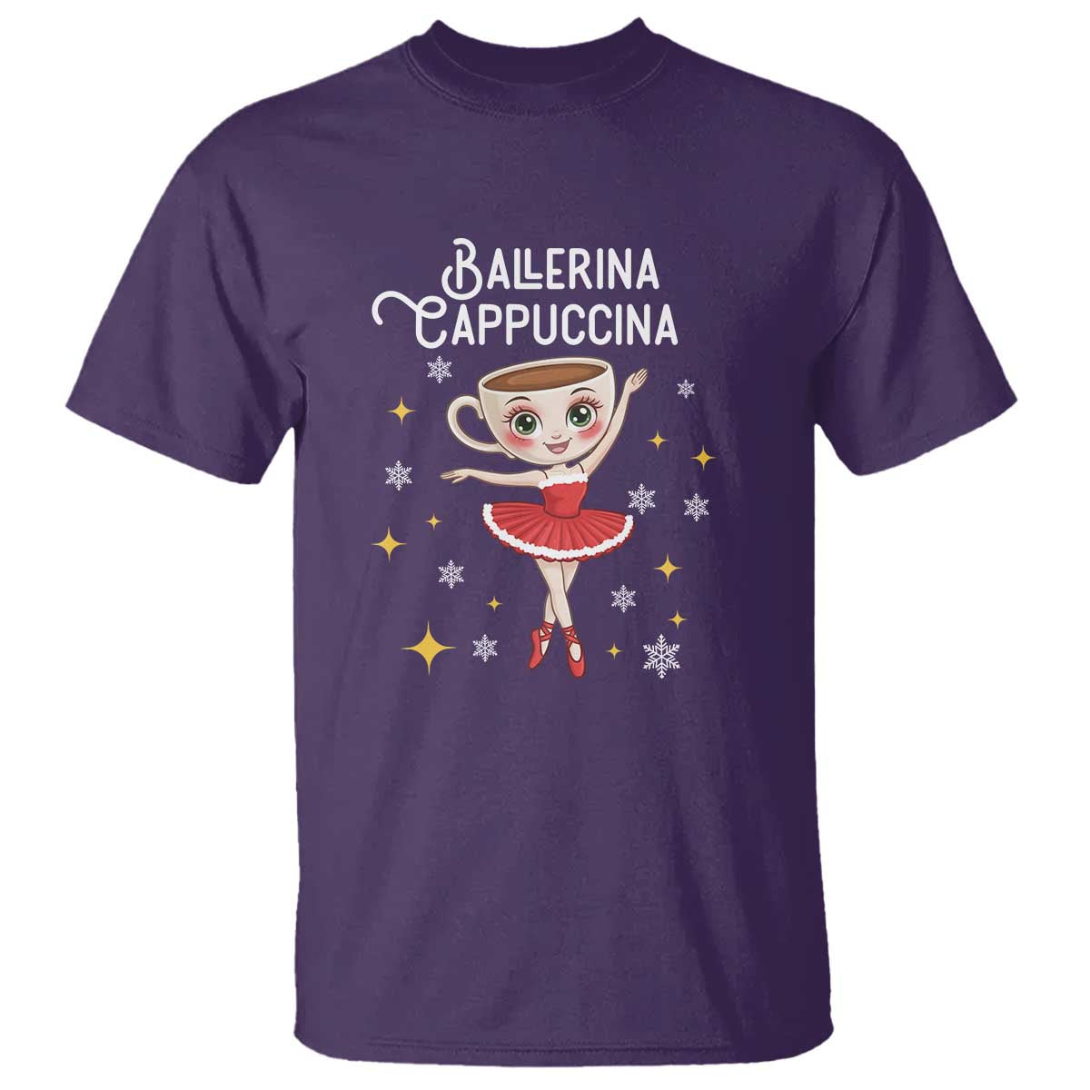 Ballerina Cappuccina Christmas T Shirt Italian Brainrot Meme TS14 Purple Print Your Wear