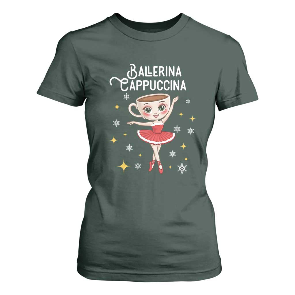 Ballerina Cappuccina Christmas T Shirt For Women Italian Brainrot Meme TS14 Dark Forest Green Print Your Wear