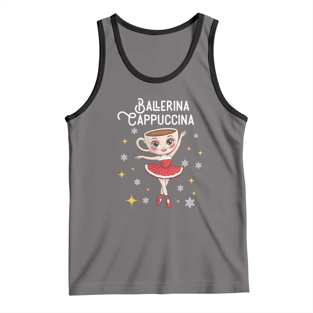 Ballerina Cappuccina Christmas Tank Top Italian Brainrot Meme TS14 Deep Heather Black Print Your Wear