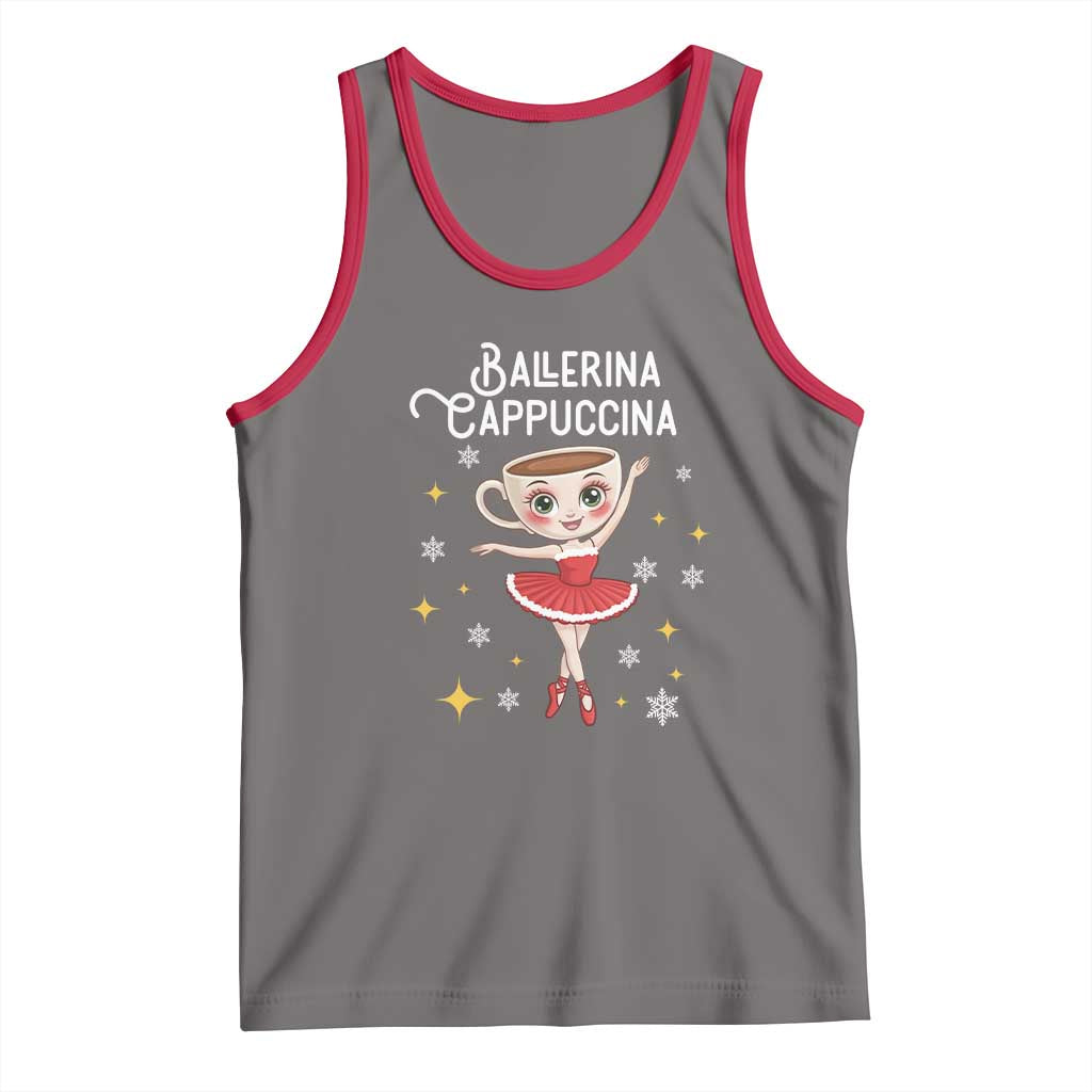 Ballerina Cappuccina Christmas Tank Top Italian Brainrot Meme TS14 Deep Heather Red Print Your Wear