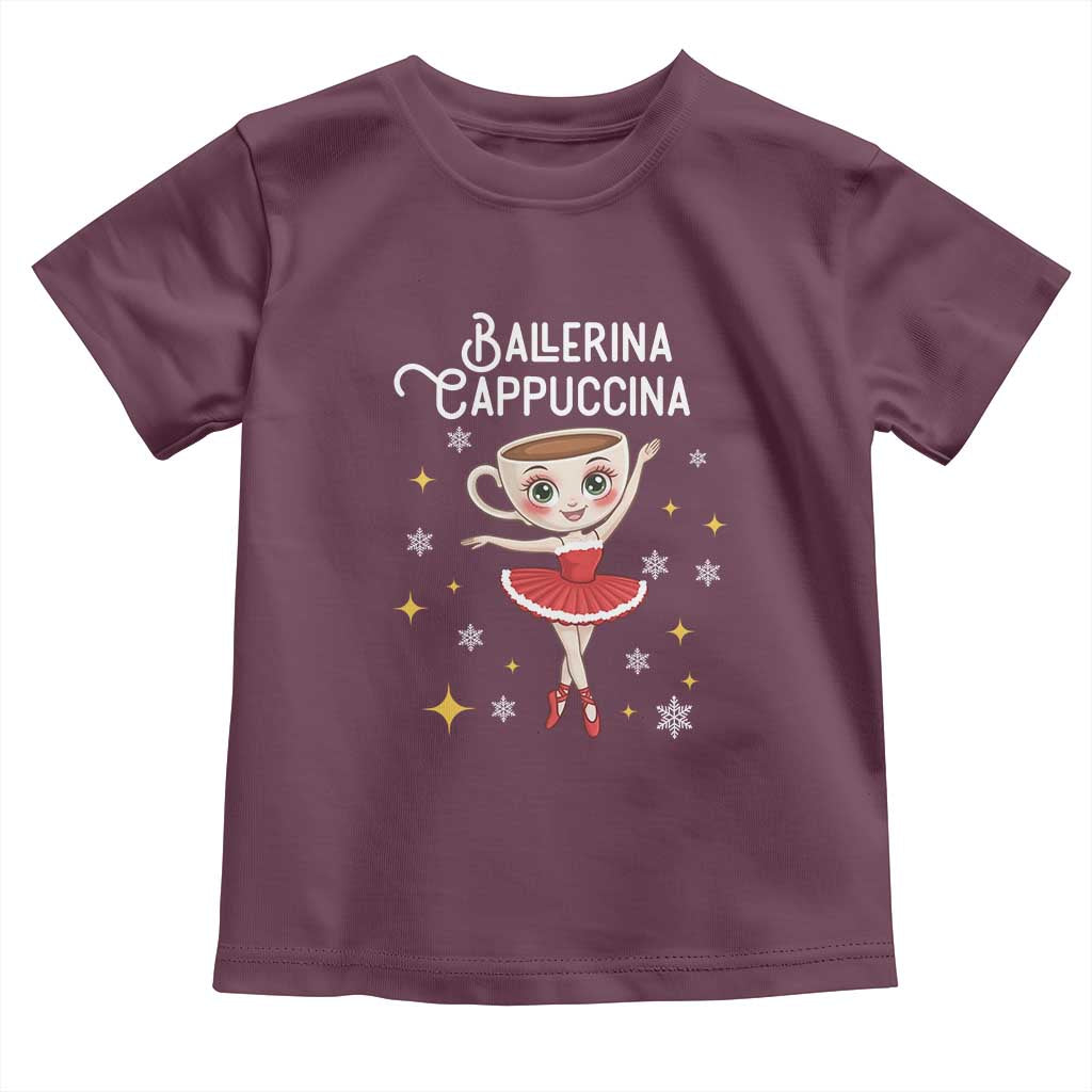 Ballerina Cappuccina Christmas Toddler T Shirt Italian Brainrot Meme TS14 Maroon Print Your Wear