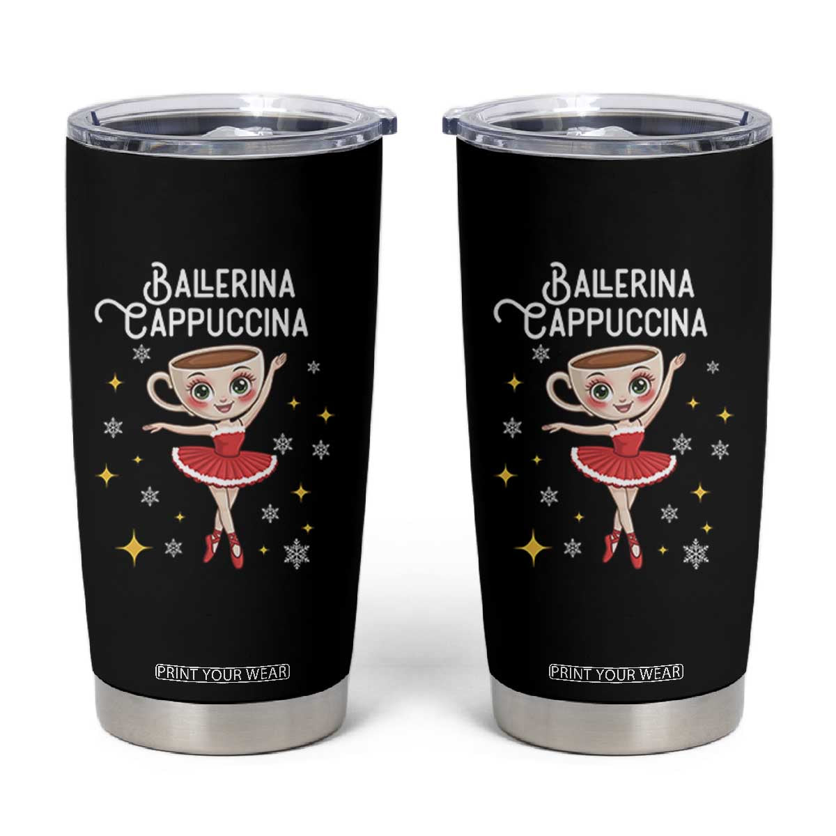 Ballerina Cappuccina Christmas Tumbler Cup Italian Brainrot Meme TS14 Black Print Your Wear