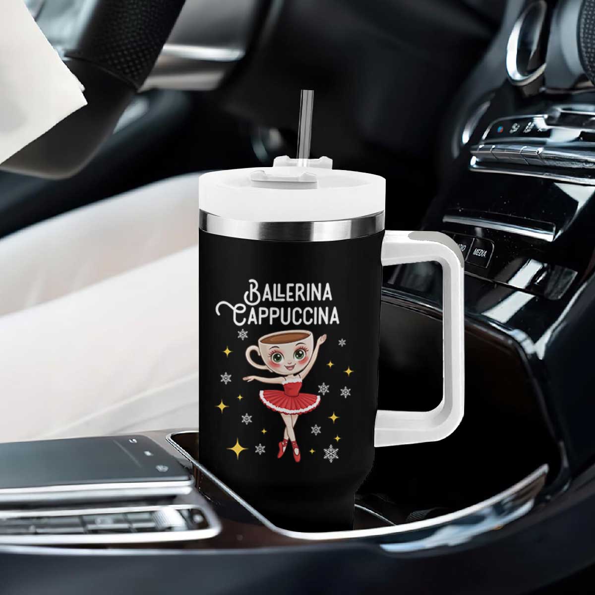 Ballerina Cappuccina Christmas Tumbler With Handle Italian Brainrot Meme TS14 Print Your Wear