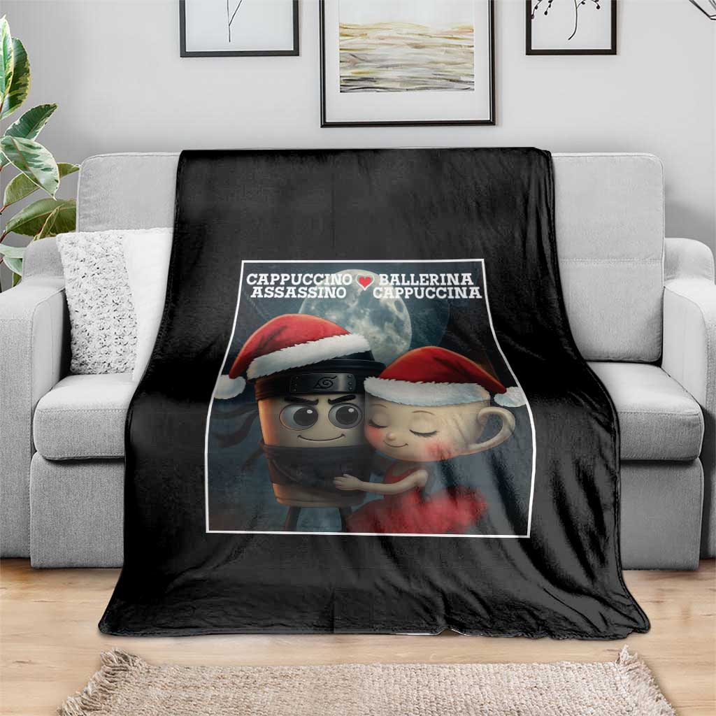 Funny Christmas Couple Throw Blanket Italian Brainrot Meme TS14 Print Your Wear