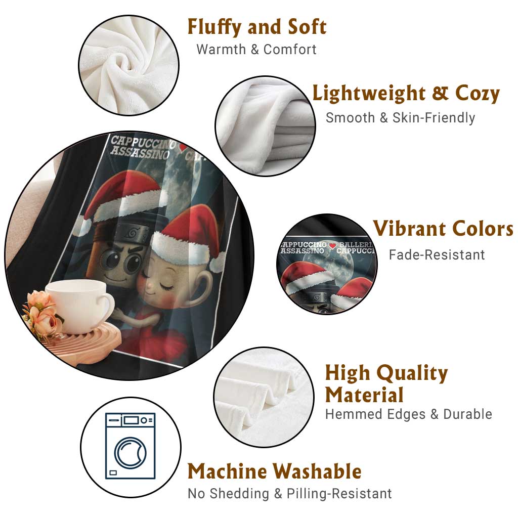 Funny Christmas Couple Throw Blanket Italian Brainrot Meme TS14 Print Your Wear