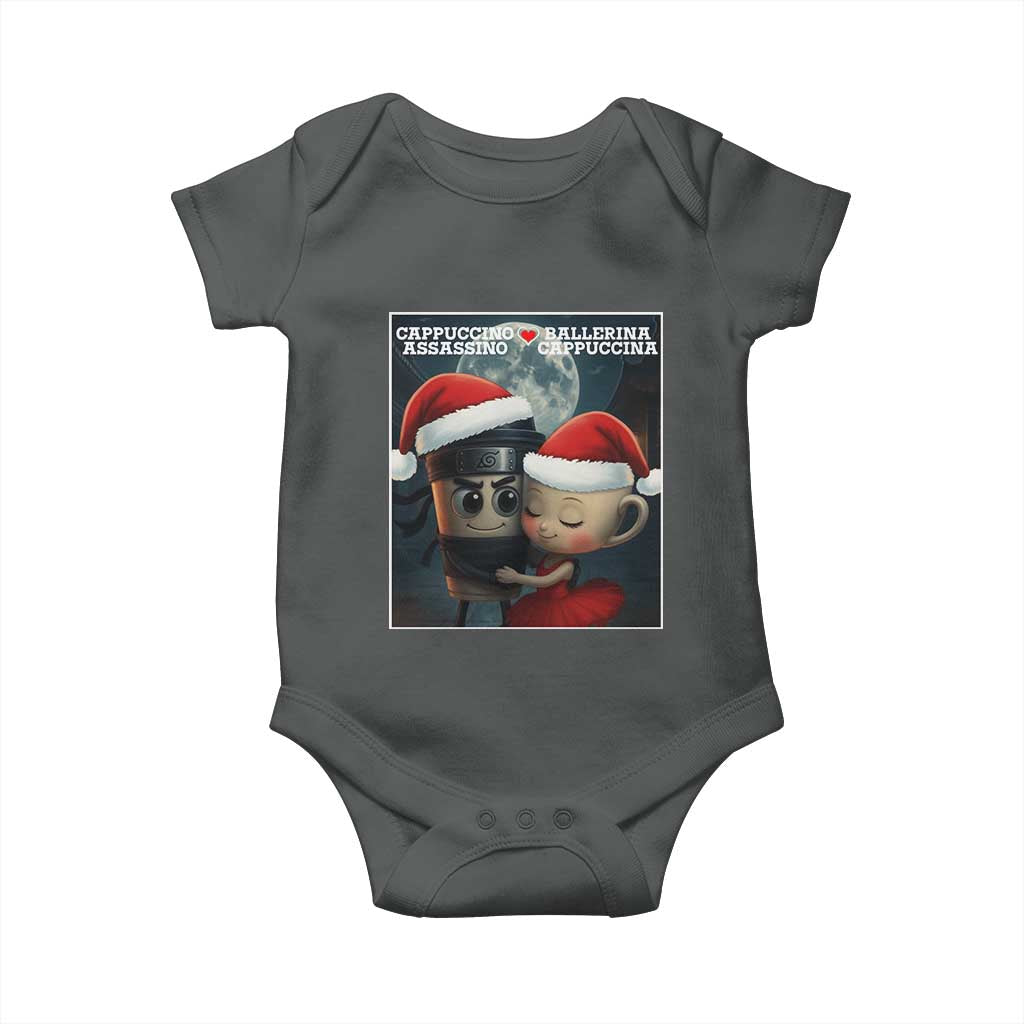 Funny Christmas Couple Baby Onesie Italian Brainrot Meme TS14 Dark Heather Print Your Wear