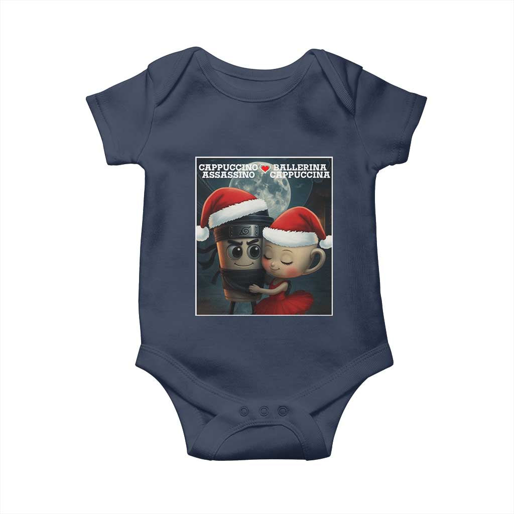 Funny Christmas Couple Baby Onesie Italian Brainrot Meme TS14 Navy Print Your Wear