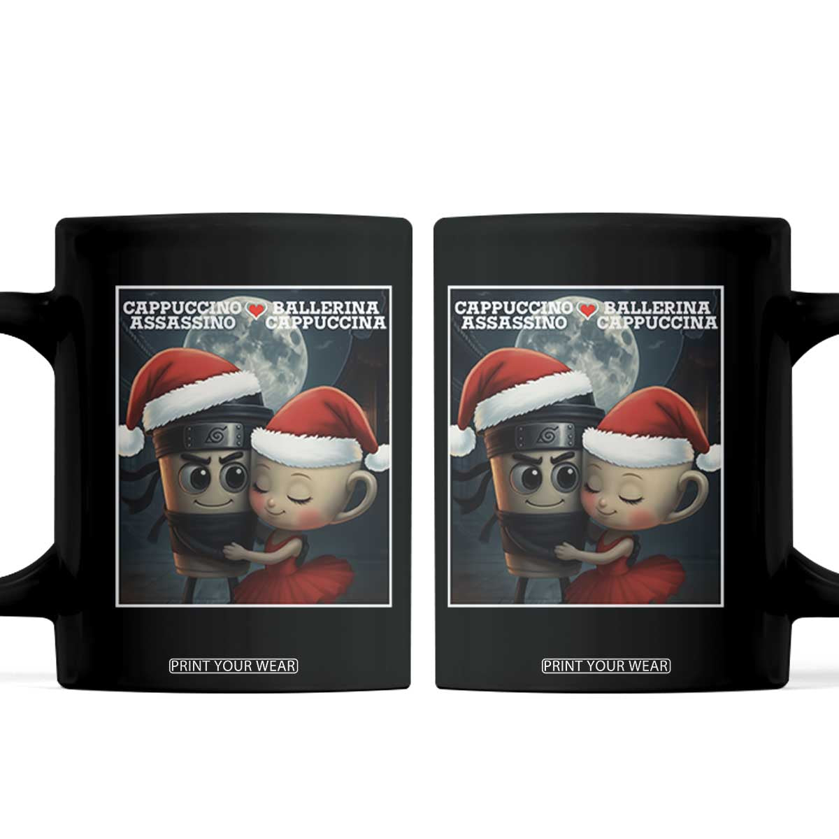 Funny Christmas Couple Coffee Mug Italian Brainrot Meme TS14 Black Print Your Wear