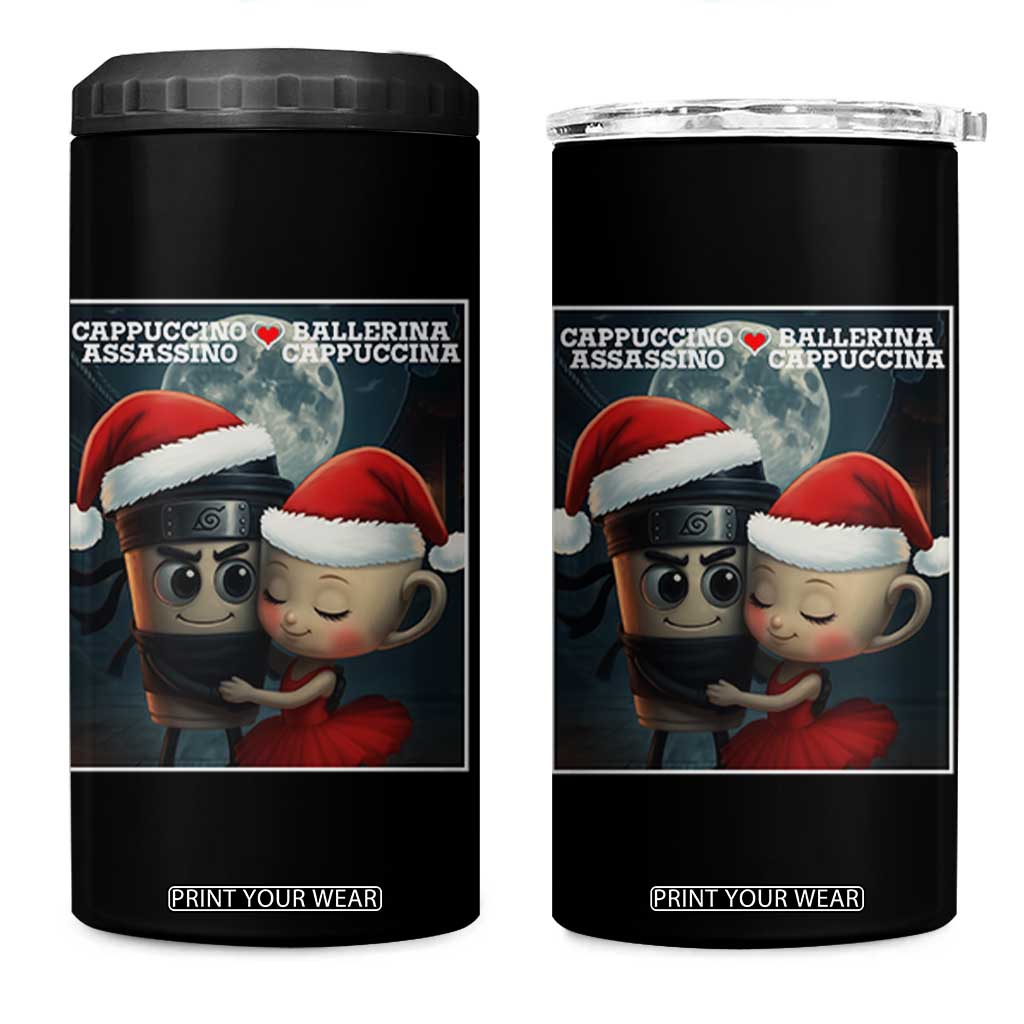 Funny Christmas Couple 4 in 1 Can Cooler Tumbler Italian Brainrot Meme TS14 One Size: 16 oz Black Print Your Wear