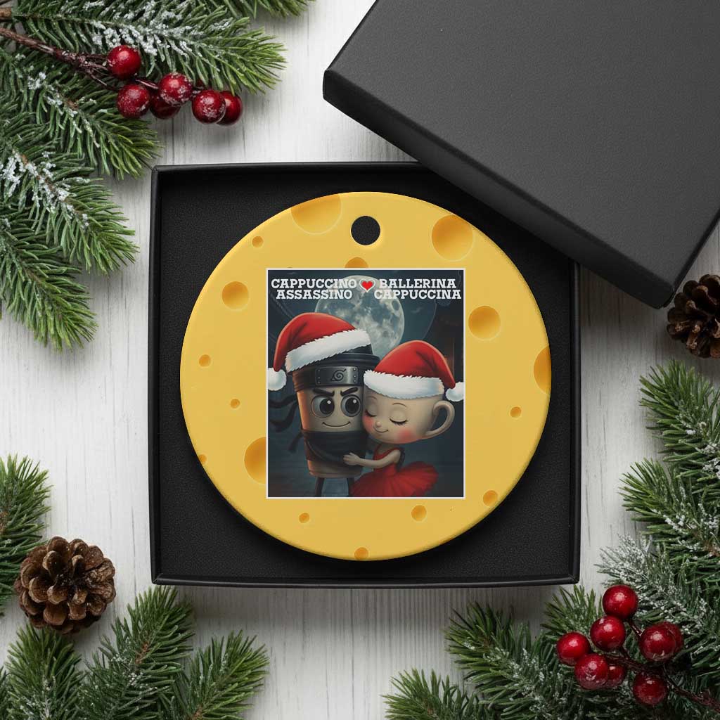 Funny Xmas Couple Ceramic Ornament Italian Brainrot Meme TS14 1pc Yellow Cheese Print Your Wear