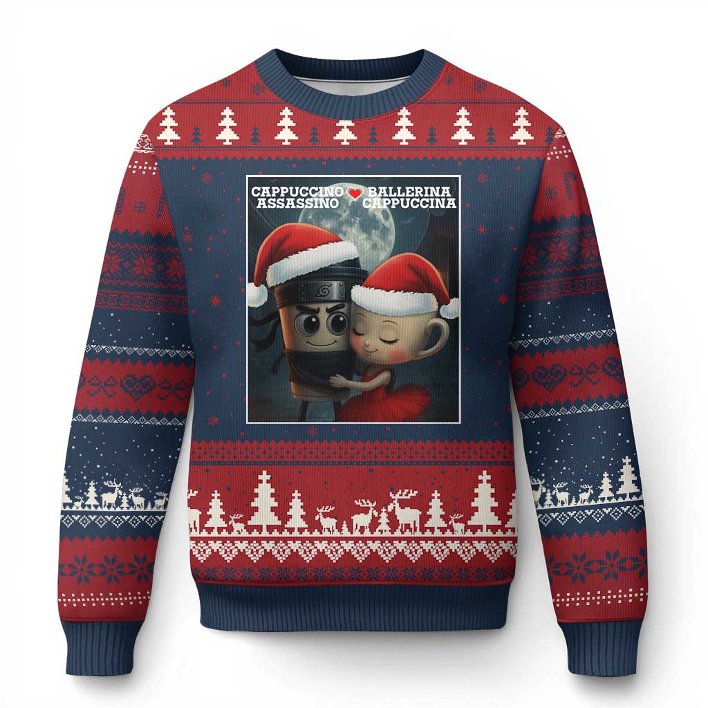 Funny Xmas Couple Ugly Christmas Sweater Italian Brainrot Meme TS14 Navy Red Print Your Wear