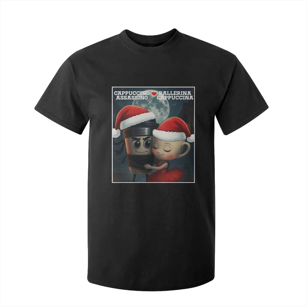 Funny Christmas Couple T Shirt For Kid Italian Brainrot Meme TS14 Black Print Your Wear