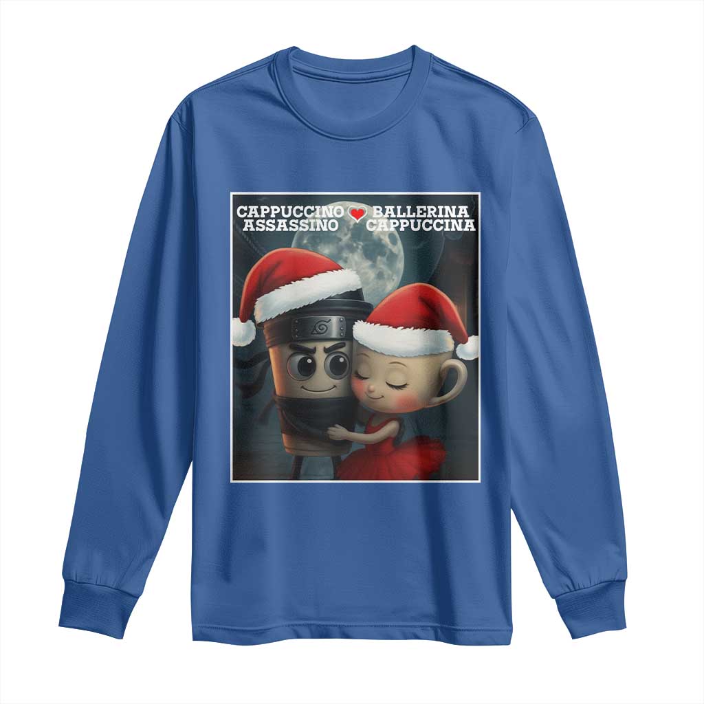 Funny Christmas Couple Long Sleeve Shirt Italian Brainrot Meme TS14 Royal Blue Print Your Wear