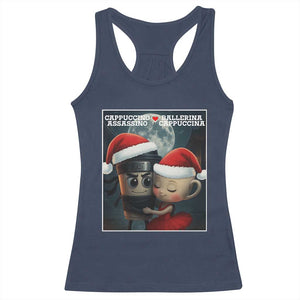 Funny Christmas Couple Racerback Tank Top Italian Brainrot Meme TS14 Navy Print Your Wear