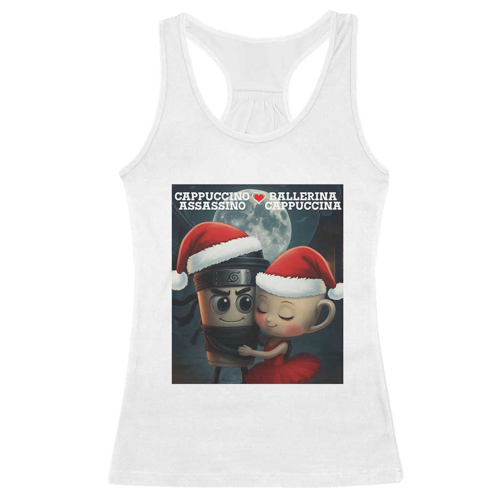 Funny Christmas Couple Racerback Tank Top Italian Brainrot Meme TS14 White Print Your Wear