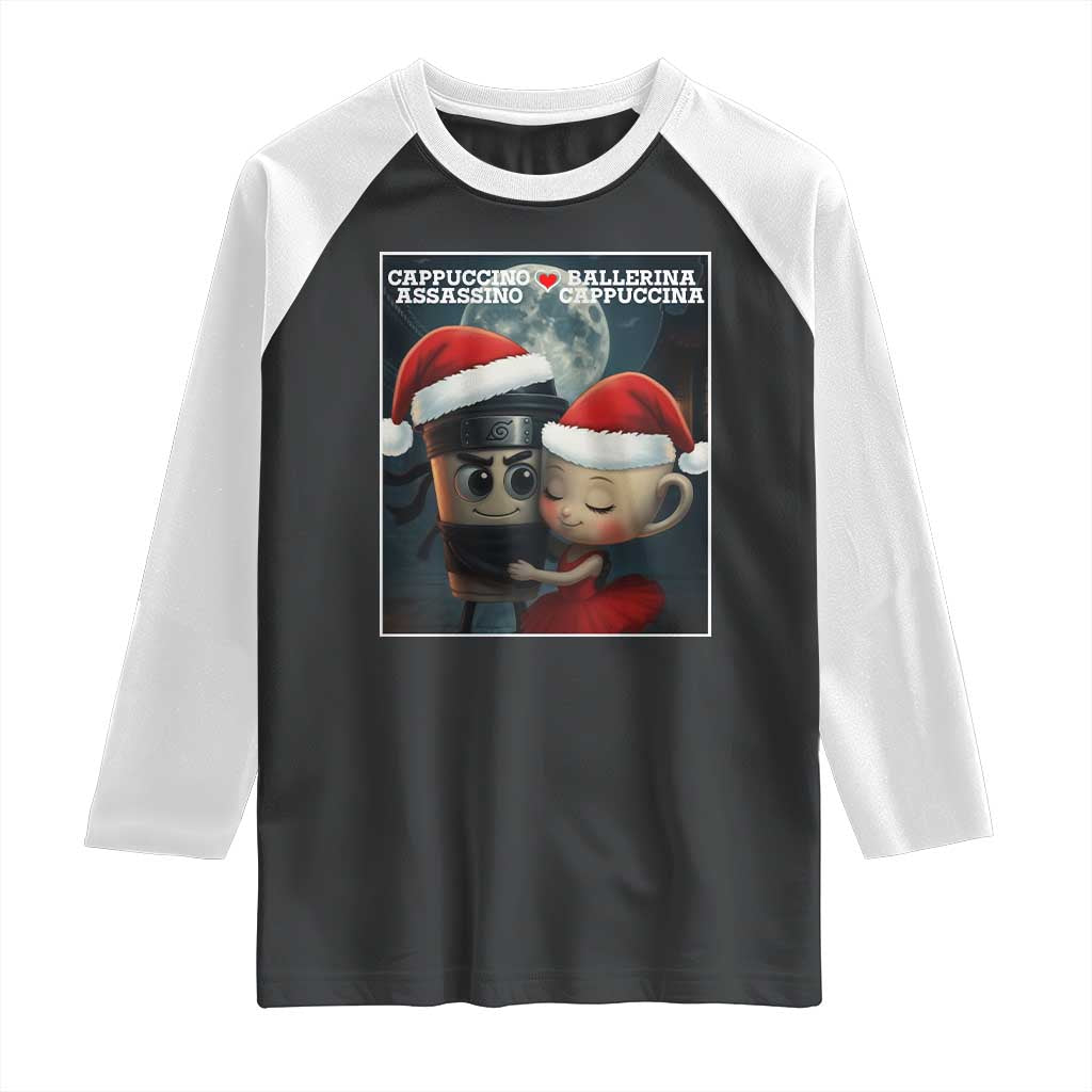 Funny Christmas Couple Raglan Shirt Italian Brainrot Meme TS14 Black White Print Your Wear