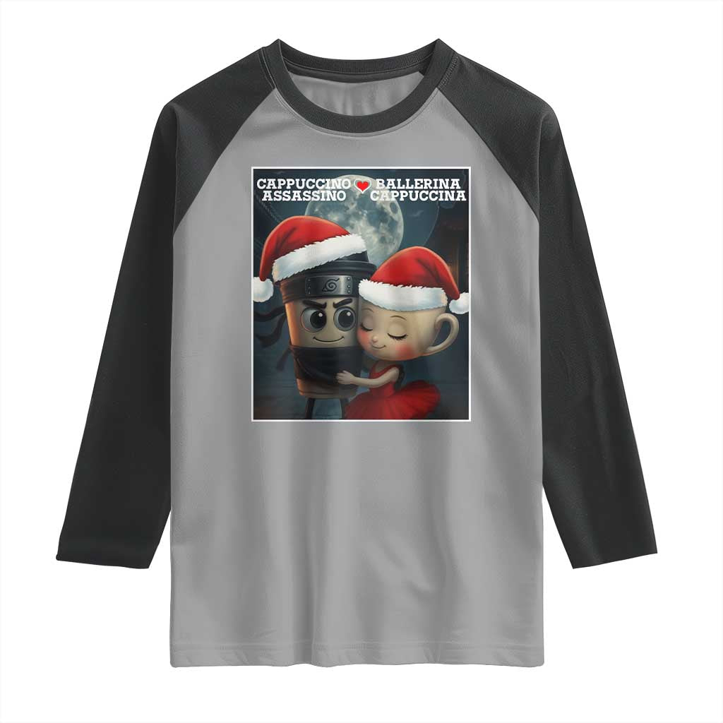 Funny Christmas Couple Raglan Shirt Italian Brainrot Meme TS14 Sport Gray Black Print Your Wear