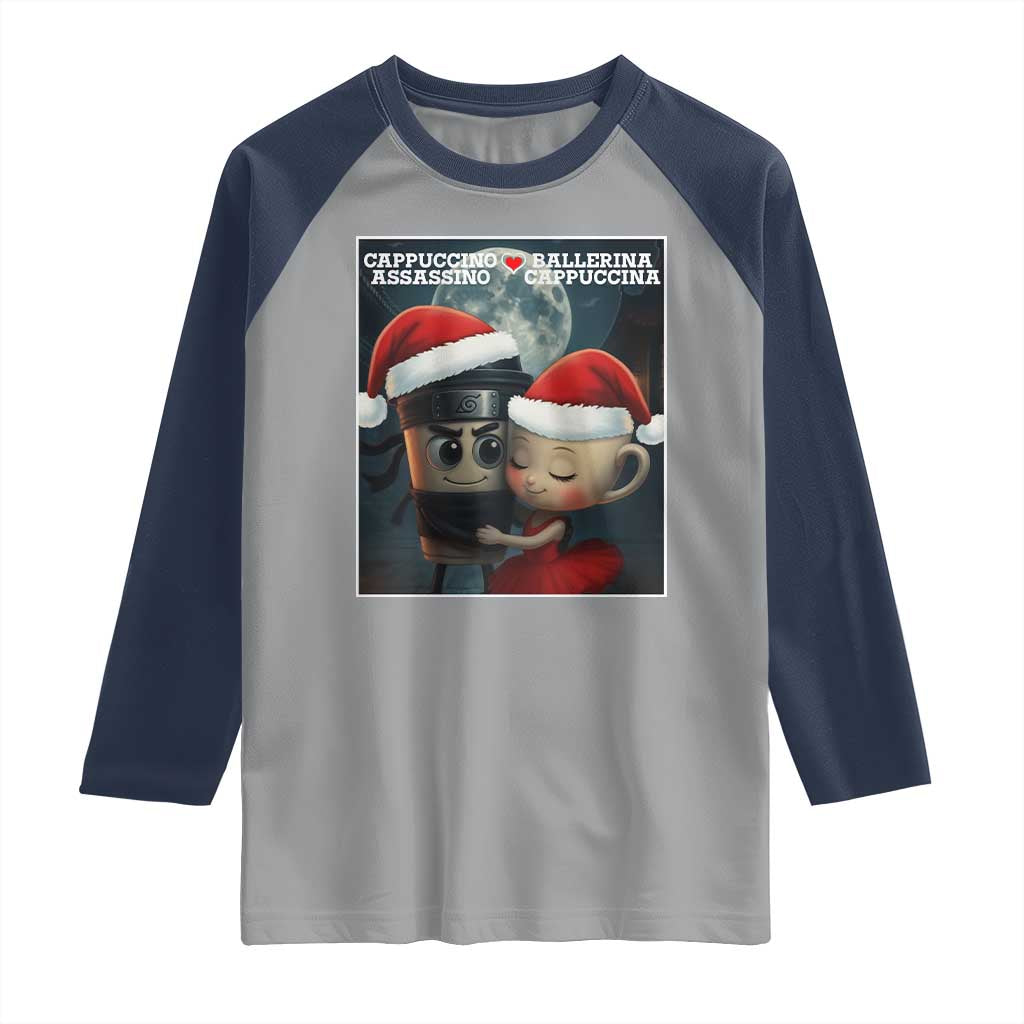 Funny Christmas Couple Raglan Shirt Italian Brainrot Meme TS14 Sport Gray Navy Print Your Wear