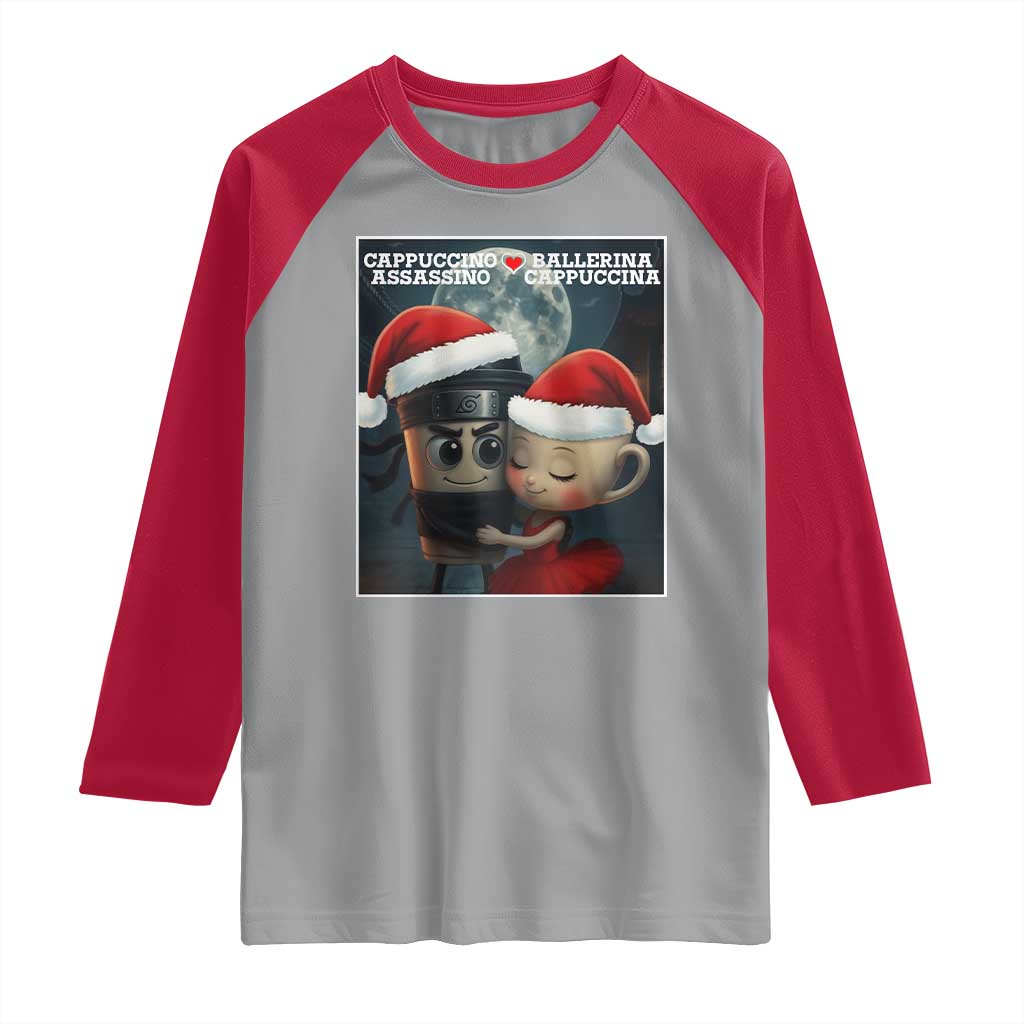 Funny Christmas Couple Raglan Shirt Italian Brainrot Meme TS14 Sport Gray Red Print Your Wear