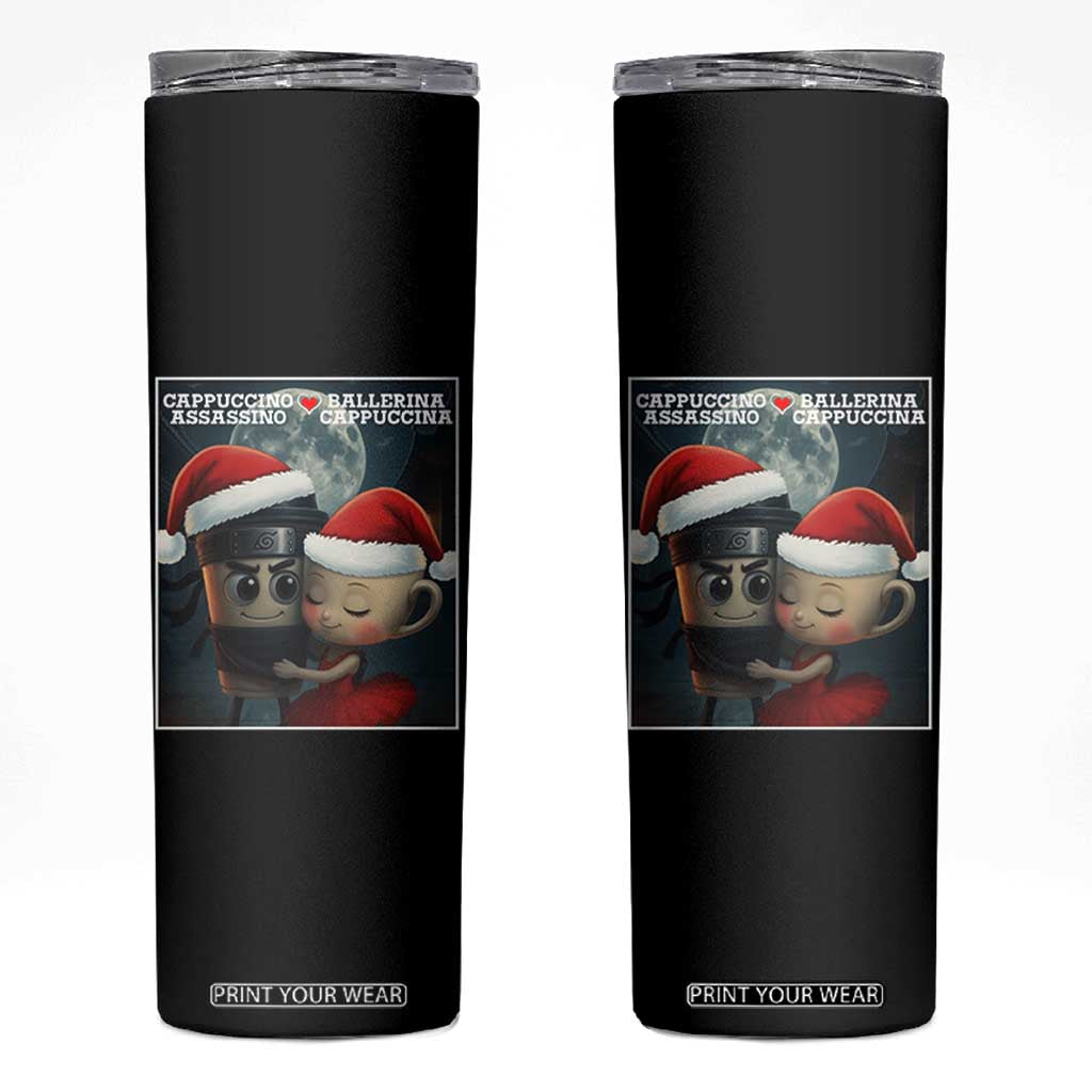 Funny Christmas Couple Skinny Tumbler Italian Brainrot Meme TS14 Black Print Your Wear