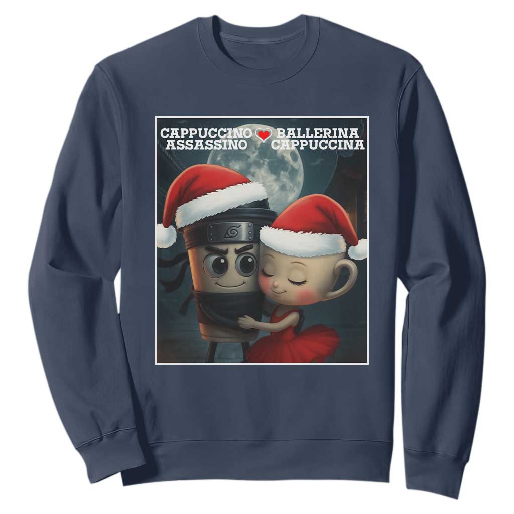 Funny Christmas Couple Sweatshirt Italian Brainrot Meme TS14 Navy Print Your Wear