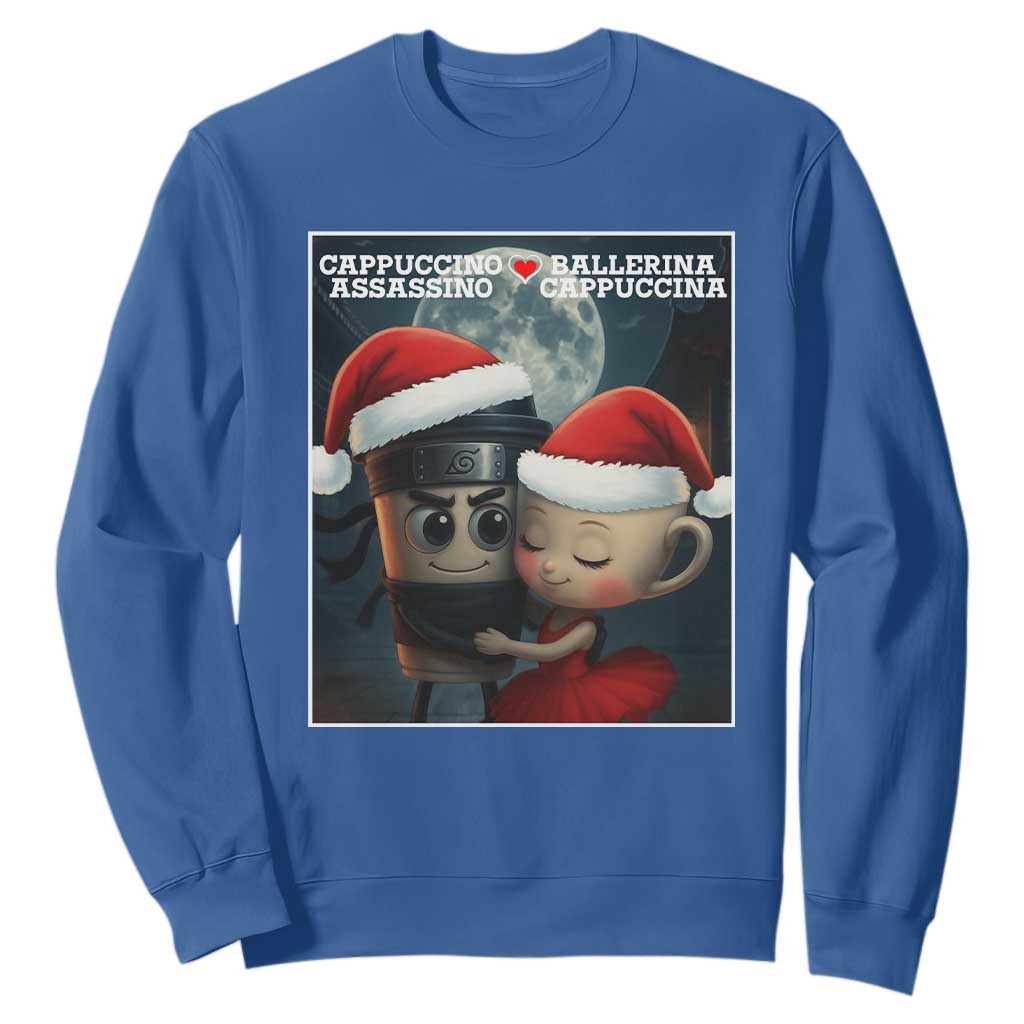 Funny Christmas Couple Sweatshirt Italian Brainrot Meme TS14 Royal Blue Print Your Wear