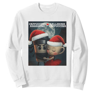 Funny Christmas Couple Sweatshirt Italian Brainrot Meme TS14 White Print Your Wear