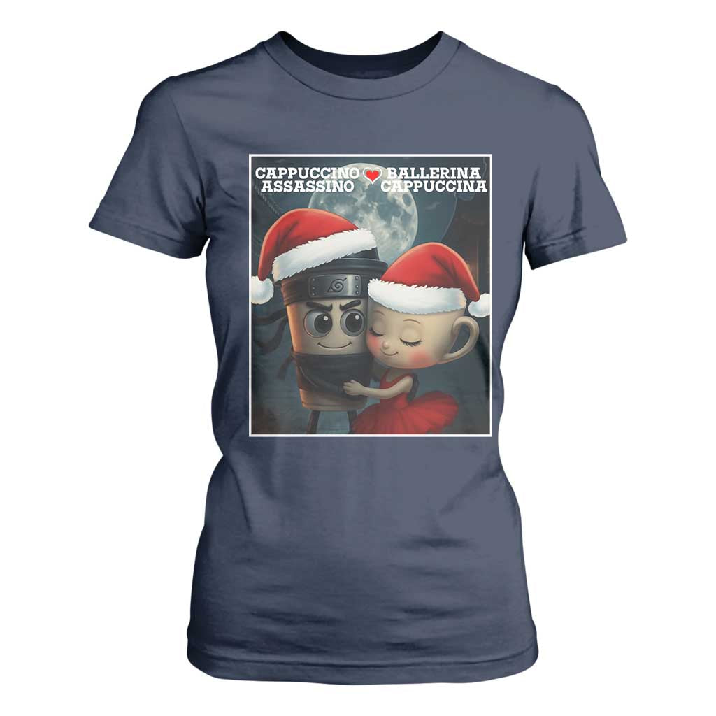 Funny Christmas Couple T Shirt For Women Italian Brainrot Meme TS14 Navy Print Your Wear
