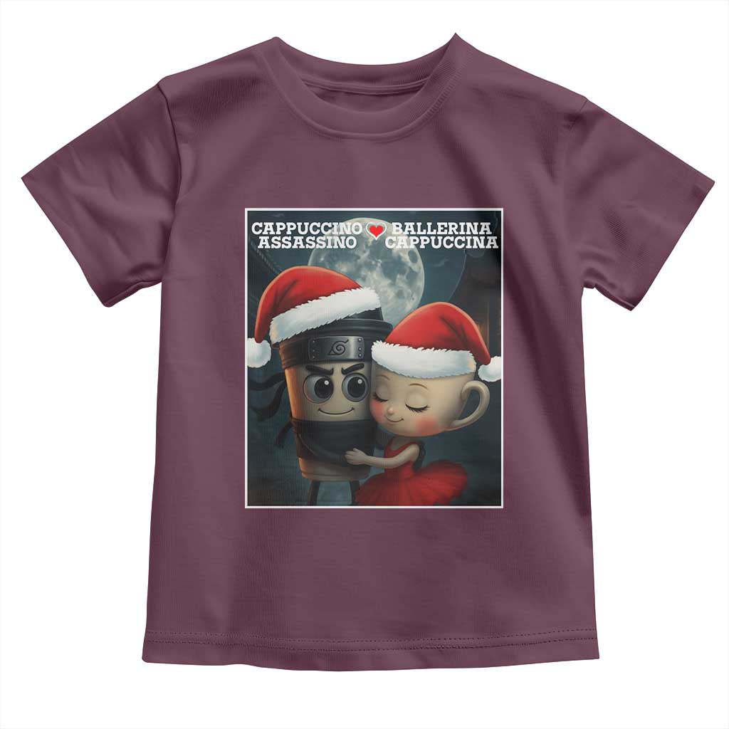 Funny Christmas Couple Toddler T Shirt Italian Brainrot Meme TS14 Maroon Print Your Wear