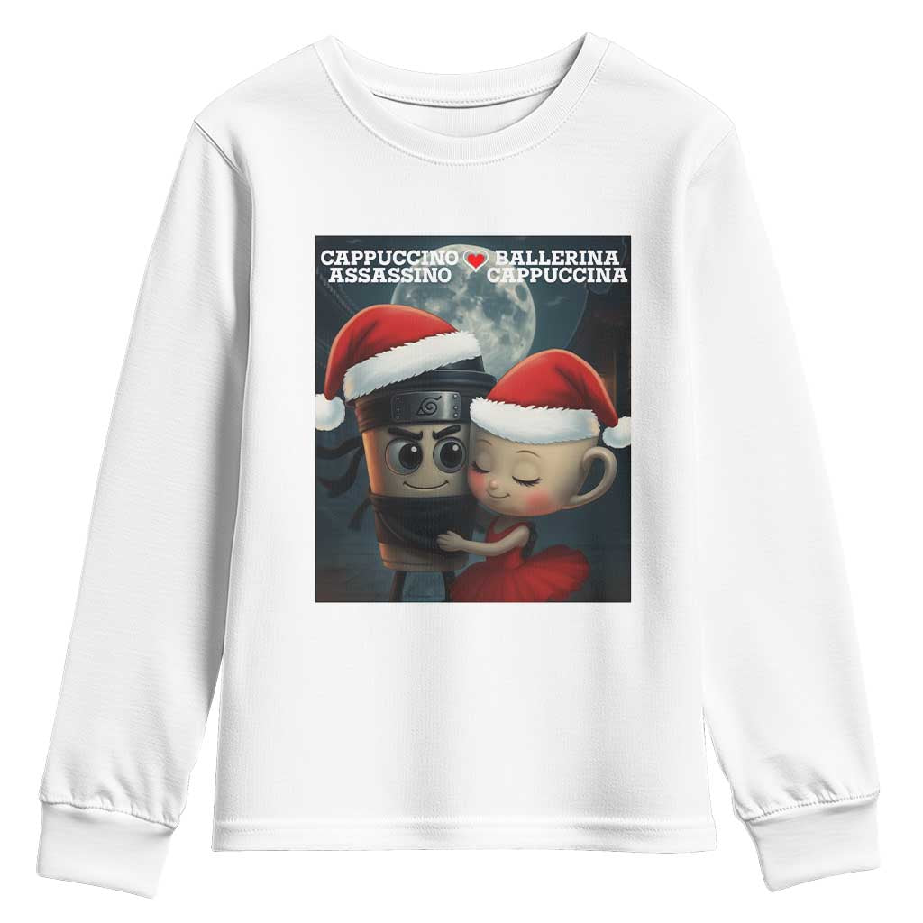 Funny Christmas Couple Youth Sweatshirt Italian Brainrot Meme TS14 White Print Your Wear