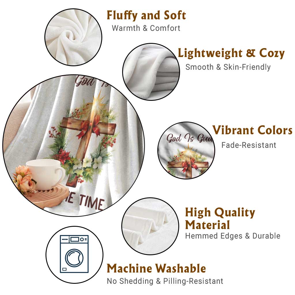 Cross Christian Christmas Throw Blanket God Is Good All The Time TS14 Print Your Wear