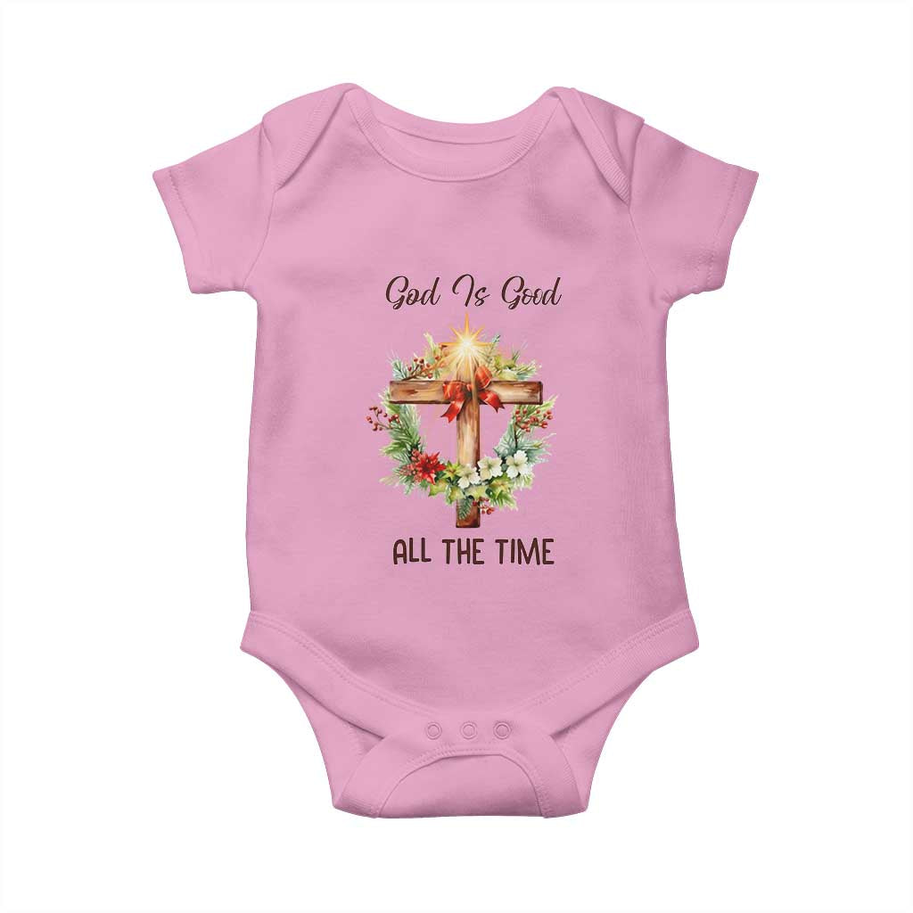 Cross Christian Christmas Baby Onesie God Is Good All The Time TS14 Light Pink Print Your Wear