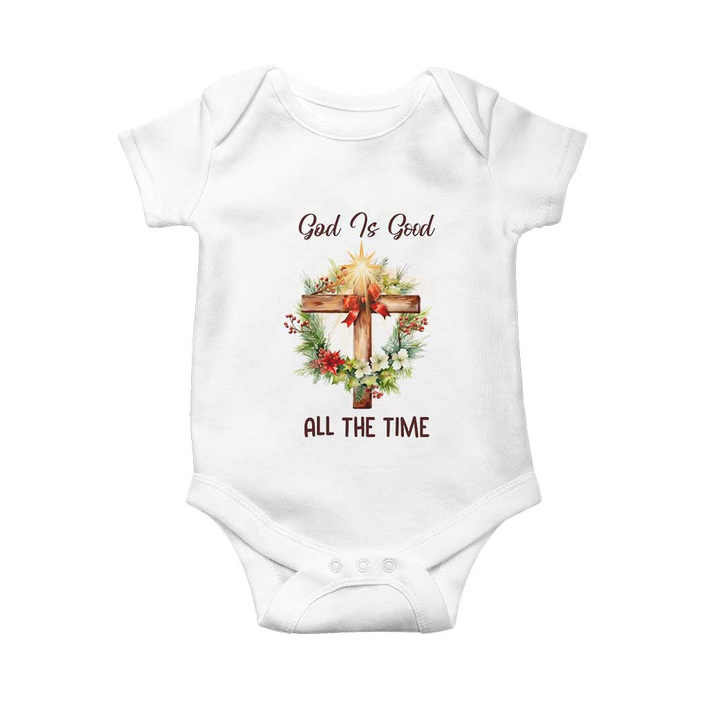 Cross Christian Christmas Baby Onesie God Is Good All The Time TS14 White Print Your Wear